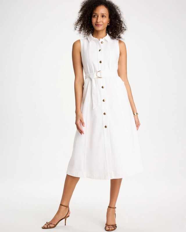 Denim Sleeveless Shirtdress - image 1
